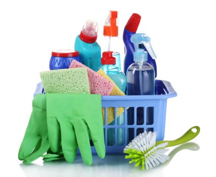 Cleaning team following a health and safety policy